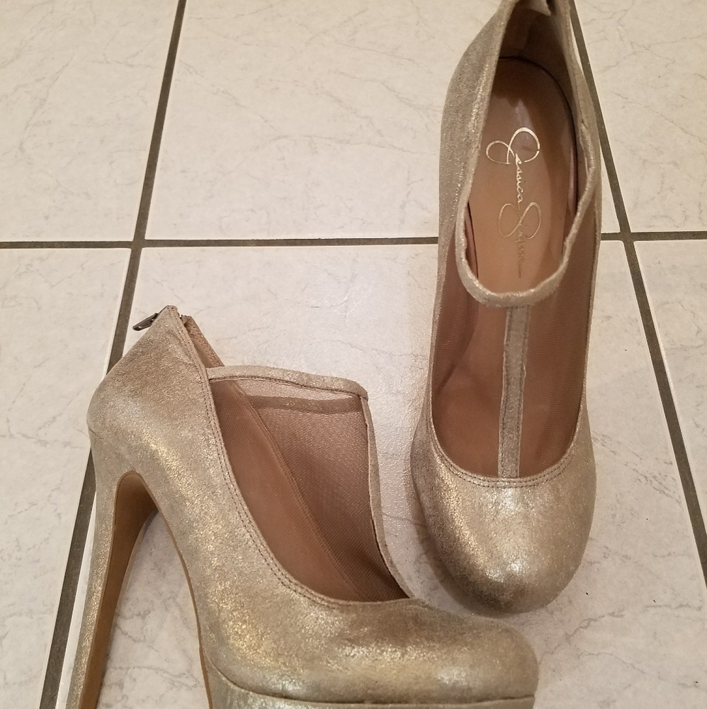 Jessica Simpson gold shoes.  Never worn.